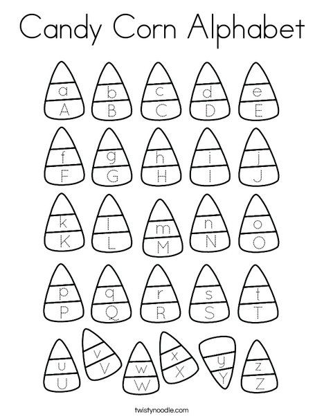 Candy Corn Alphabet Coloring Page - Twisty Noodle Corn Ideas, Thanksgiving Worksheets, Twisty Noodle, Holiday Lettering, Math Printables, Busy Bees, Alphabet Coloring Pages, Printable Books, Alphabet Coloring