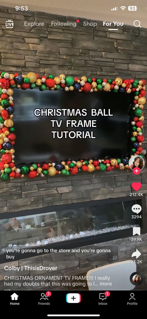 Christmas Ball Tv Frame, Christmas Tv Frame Diy, Christmas Ball Display Ideas, Holiday 2024, Tv Frame, Diy Tv, Tv Decor, Ornament Frame, Christmas 2022