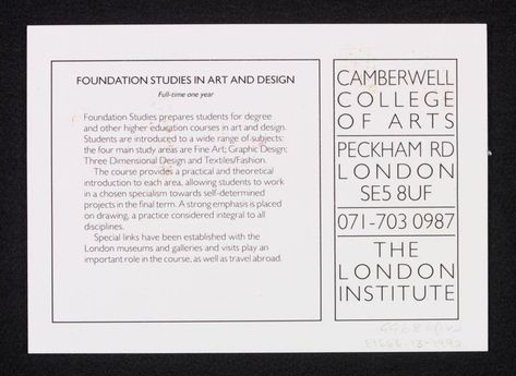 Set of postcards (12) for Degree Diploma Shows at Camberwell | Unknown | V&A Explore The Collections Camberwell College Of Arts, Art Degree, Study Areas, Vintage Graphic Design, The Foundation, Design Student, Victoria And Albert, Victoria And Albert Museum, Art And Design