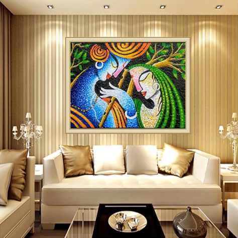 Radha Krishna Abstract Art, Modern Indian Art, Modern Art Canvas Painting, Abstract Art Paintings Acrylics, Indian God, Art Indian, Texture Painting On Canvas, Indian Painting, Ganesha Painting