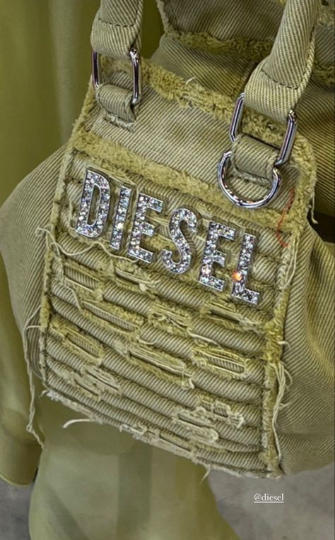 Diesel Denim Bag, Diesel Bag, Denim Bags, Diesel Denim, Textile Bag, Bag Green, Denim Bag, Fashion Items, Green Bag