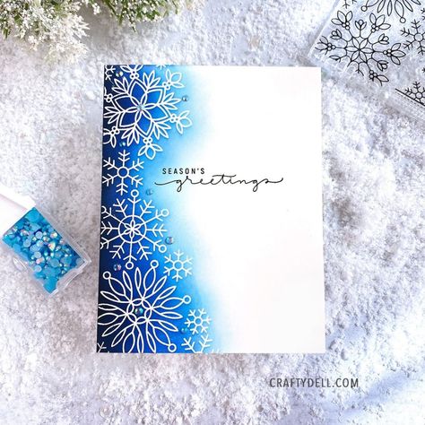 Adelle Emery (@craftydell) • Instagram photos and videos Stamped Christmas Cards, Simple Christmas Cards, Snowflake Cards, Christmas Card Inspiration, Christmas Card Art, Homemade Christmas Cards, Diy Christmas Cards, Peace On Earth, Christmas Cards To Make