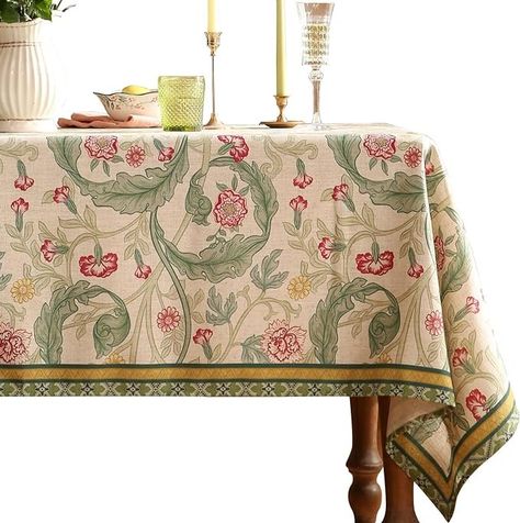 Amazon.com: patdrea Designer Green Tablecloth for Rectangle Tables,Vintage Linen with Leaves and Flowers Pattern Tablecloths,Farmhouse Floral Table Cover Cloth Decorative for Kitchen Dining Room,55"*71" : Home & Kitchen House Table Decor, French Country Tablecloths, House Reception, Rectangle Tables, Gingham Tablecloth, Green Tablecloth, Table Art, Floral Table, Rectangle Tablecloth