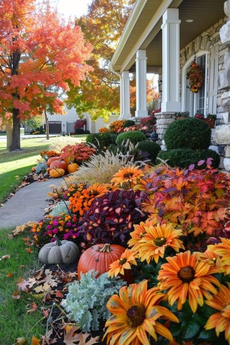 Flowers and Nature of Great Delight & Beauty Fall Porches, Diy Fall Decor Ideas, Fall Sensory, Thanksgiving Tree, Diy Fall Decor, Fall Pics, Multi Sensory, Fall Landscape, Fall Planters