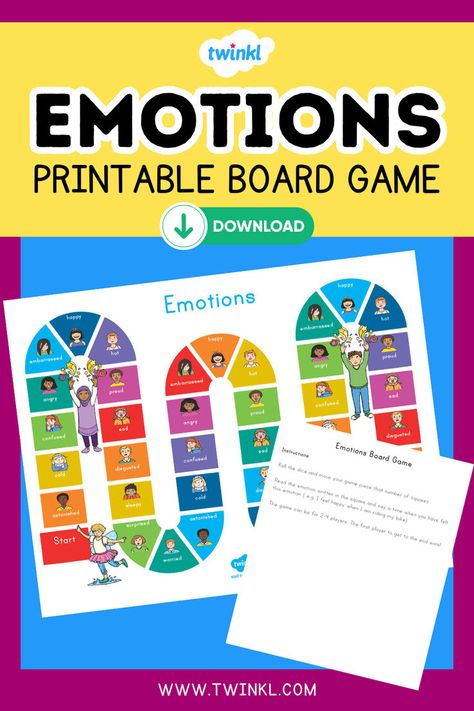 Emotions Printable Board Game for K-2nd Grade Emotions Board Game, Emotions Board, Emotions Printable, Printable Board Game, Empathy Activities, Board Game For Kids, Game For Children, Game For Kids, Emotional Intelligence