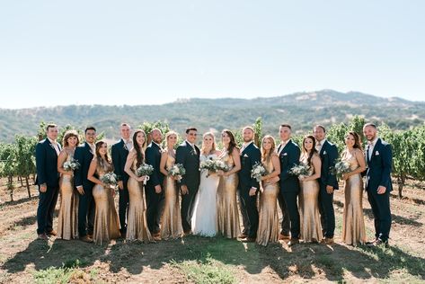 Navy And Gold Groomsmen, Navy Blue And Rose Gold Wedding Bridesmaid Dresses Bridal Parties, Champagne Bridesmaid Dresses Groomsmen, Bridesmaid And Groomsmen Outfits, Gold Bridesmaid Dresses With Blue Suits, Champagne Groomsmen Suits, Gold Bridesmaids Navy Groomsmen, Gold Wedding Party Attire, Champagne Bridesmaid Dresses With Groomsmen Navy Suits