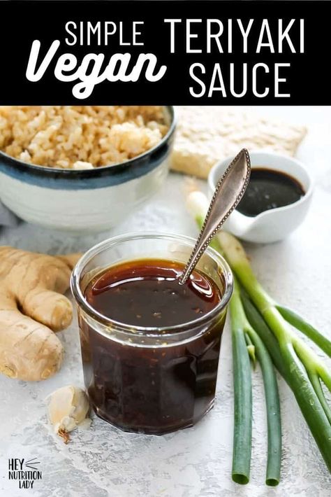 This simple homemade Vegan Teriyaki Sauce is quick and easy to make. Naturally sweetened and made soy free with coconut aminos, this homemade teriyaki recipe is simply the best! Vegan Teriyaki Sauce, Asian Sauce Recipes, Vegan Teriyaki, Vegetarian Asian, Recipes With Soy Sauce, Teriyaki Sauce Recipe, Teriyaki Recipe, Coconut Aminos, Vegan Dip