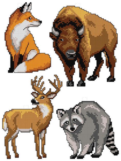 "\"Forest Animals\" 125CS Counted Cross-Stitch Kit By Crafting Spark | Michaels®" Colors Chart, Pixel Art Templates, Animal Cross Stitch Patterns, Cross Stitch Animals, Counted Cross Stitch Kits, Plastic Canvas Patterns, Cross Stitch Art, Canvas Patterns, Stitch Kit