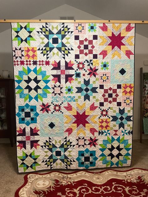 Barn Star Sampler Quilt, Star Sampler Quilt, Corn Puffs, Snowman Quilt, Arm Machine, Homemade Quilts, Sampler Quilts, Fall Quilts, Star Blocks