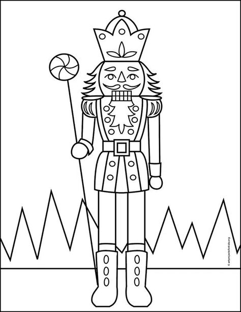 Nutcracker Image, Felt Christmas Decorations, Art Lessons For Kids, Christmas School, Scroll Pattern, The Nutcracker, Christmas Drawing, Cute Coloring Pages, Christmas Coloring Pages