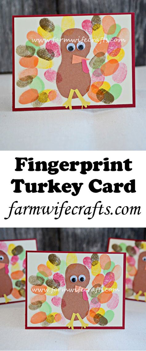 0) Fingerprint Turkey Craft, Thanksgiving Fingerprint Art, Thanksgiving Cards For Preschoolers, Thanksgiving Card Crafts For Kids, Thanksgiving Gift For Parents From Kids, Thanksgiving Gifts For Parents From Kids, Kids Thanksgiving Cards, Fingerprint Turkey, Thanksgiving Cards Handmade Kids