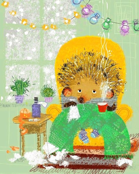 Hedgehog Illustration, Different Types Of Wine, Get Well Wishes, Winter Illustration, Types Of Wine, Mulled Wine, Feeling Sick, Get Well Soon, Childrens Illustrations