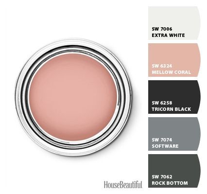 Paint colors from Chip It! by Sherwin-Williams Coral Grey Color Palette, Grey Wardrobe Bedroom Color Palettes, Rose Gold Paint Colors For Walls, Tricorn Black Color Palette, Coral Paint, Wardrobe Colors, Wall Color Schemes, Coral Bedroom, Tricorn Black