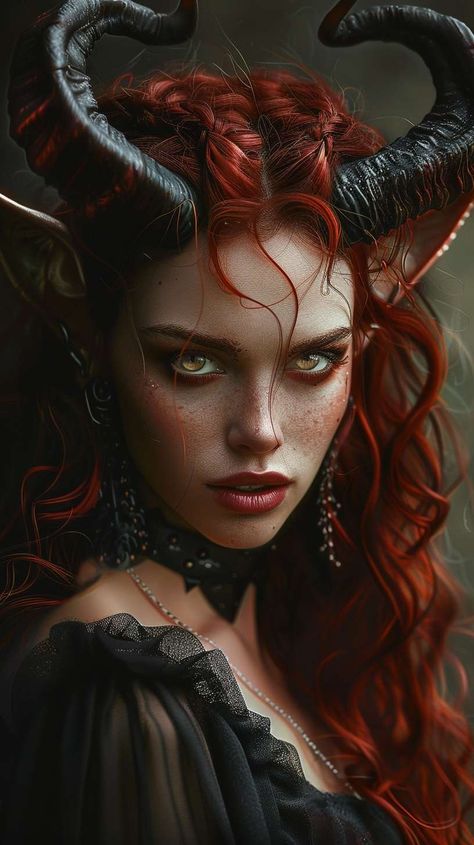 Follow for more!! Lilith Costume, Horned Woman, Woman With Horns, Female Devil, Lady Lilith, Beautiful Halloween Makeup, Evil Woman, Mujeres Tattoo, Female Demons