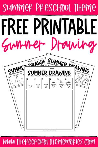 Summer Directed Drawing, Preschool Journal Prompts, Directed Drawing Kindergarten, Summer Preschool Themes, Pre-k Writing, Drawing Worksheets, Preschool Journals, Drawing Pages, Summer Kindergarten