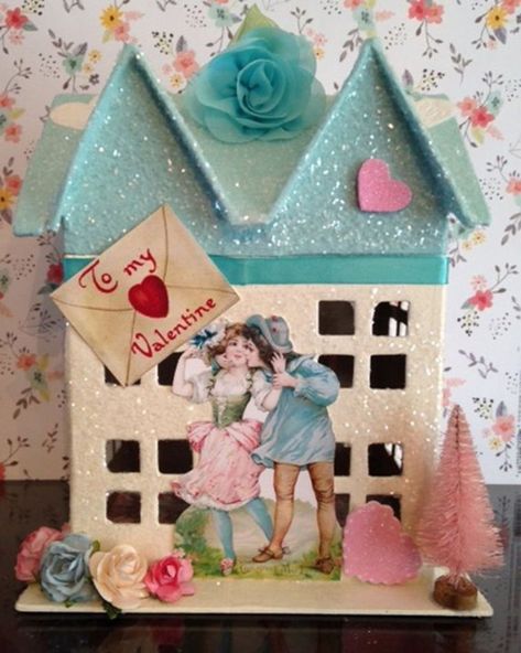 Mini House Diy, Vintage Valentine Crafts, Toddler Valentine Crafts, Pinterest Valentines, Valentines Day History, Vintage Valentines Decorations, Roses Valentine, Vintage Decor Ideas, Glitter House