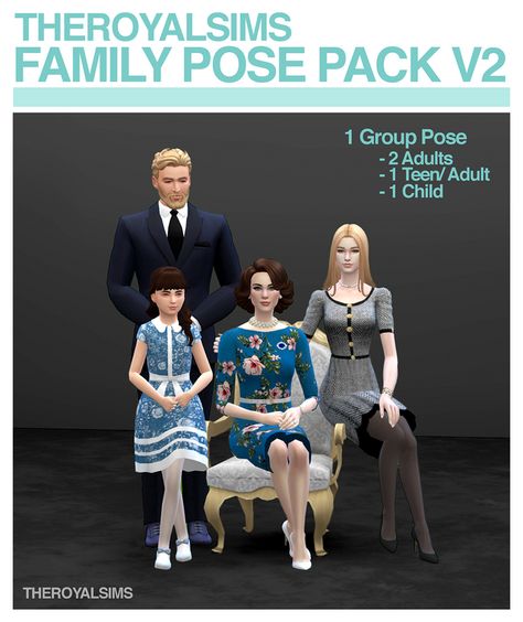 THEROYALSIMS Family Pose Pack V2 | The Royal Sims on Patreon Royal Poses, Sims Family, Sims 4 Decades Challenge, Royal Family Portrait, Sims 4 Traits, Sims 4 Family, Sims 4 Cc Kids Clothing, Family Portrait Poses, Play Sims