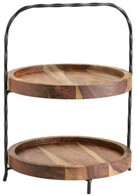 World Market Napa Wood & Wrought Iron 2 Tier Server Wooden Kitchen Accessories, Food Display Stands, Cake Stand Decor, Tiered Server, Cake Pop Stands, Kitchen Goods, Serving Tray Wood, Lodge Decor, Papasan Chair