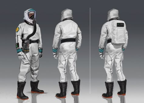 Hazmat Suit Concept Art, Hazmat Soldier, Hazmat Suit Art, Scifi Helmet, Technology Clothes, Sci Fi Outfit, Sci Fi Clothing, Hazmat Suit, Future Soldier