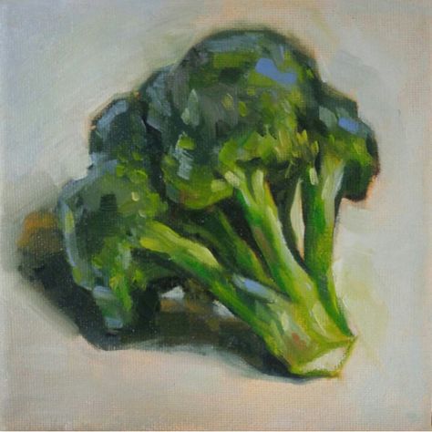 Sale! $75. 6x6 oil on canvas broccoli painting.  kaliegravesart.com @kalie.graves.art Broccoli Painting Art, Fruit And Vegetable Paintings, Oil Painting Vegetables, Oil Pastel Vegetables, Broccoli Painting, Food Painting Acrylic, Broccoli Art, Painting Vegetables, Vegetables Painting