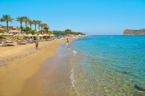 Agia Marina beach, Chania Chania Greece, Mediterranean Travel, Marina Beach, Greek House, Dream Vacations Destinations, Greece Vacation, Crete Greece, Best Beaches, Greek Island