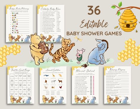 Juegos Baby Shower, Winnie The Pooh Games, Cartoon Mom, Candy Match, Winnie The Pooh Baby Shower, Who Knows Mommy Best, Baby Word Scramble, Celebrity Baby Names, Baby Bingo