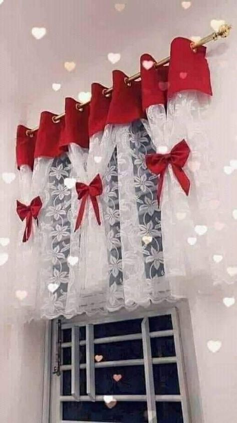 Curtain Ideas For Kitchen Window, Curtain Ideas For Kitchen, Kitchen Curtain Designs, Projek Menjahit, Desain Quilling, Ideas For Kitchen, Xmas Deco, Sweater Knitting, Curtain Ideas