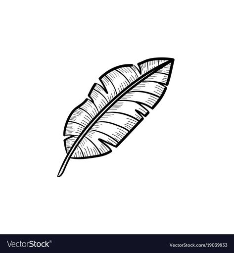 Banana Leaf Tattoo Tropical Leaves, Banana Leaf Outline, Banana Leaf Sketch, Banana Leaf Vector, Banana Leaves Drawing, Banana Leaf Drawing, Banana Leaf Tattoo, Banana Leaf Illustration, Woodworking Ornaments