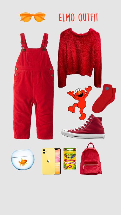 Elmo inspired outfit (I was bored) #outfitinspo #vibes #elmo #elmocore #sesamestreet #red #redmonster #monster Elmo Outfit, Sesame Street, Outfit Inspirations, Outfit Inspo, Red