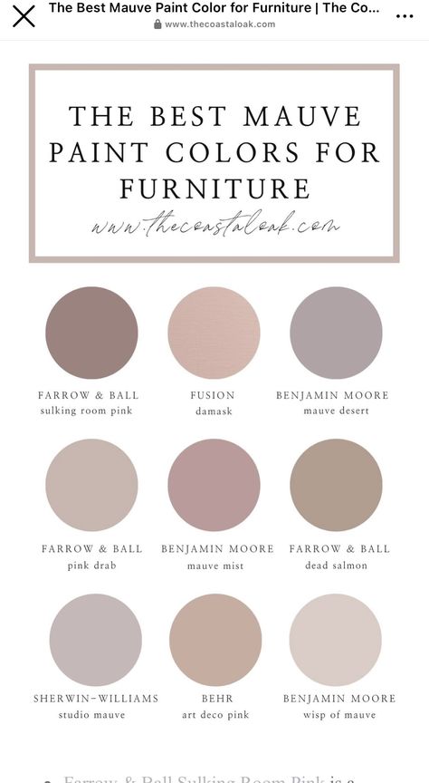 Mauve Paint Colors, Mauve Bedroom, Paint Color Pallets, Mauve Walls, Taupe Paint, Taupe Walls, Art Deco Pink, Paint Color Inspiration, House Color Palettes