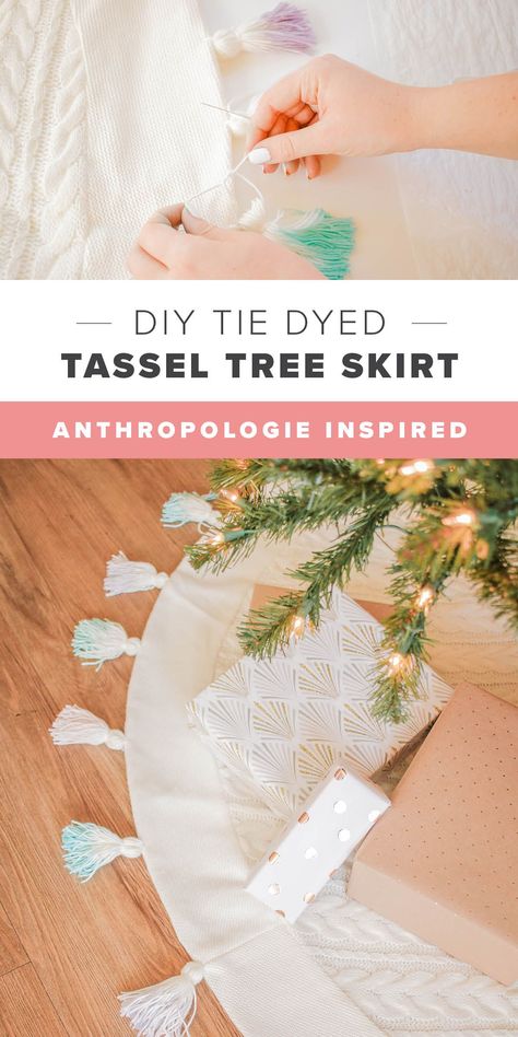 DIY Tassel Tree Skirt for Your Christmas Home Decor #diychristmasdecor #christmasdecor #diytreeskirt #treeskirt Diy Christmas Food, Tassel Tree, Diy Christmas Wrapping, Diy Decor Christmas, Skirt With Tassels, Holiday Diy Decor, White Tree Skirt, Christmas Wrapping Diy, Outdoor Christmas Diy