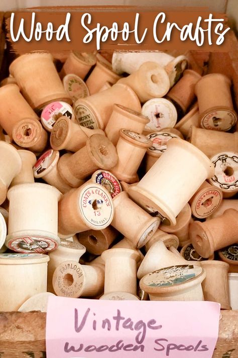 Wooden spools are a FABULOUS craft supply for so many upcycling projects. From the colorful thread that they may come with to the fantastic graphics and advertisements on the ends, there are dozens of projects to make with the. Perhaps one of these craft ideas will inspire you to go through your spool stash... Old Cotton Reels Wooden Spools, Projects With Wooden Spools, Wooden Thread Spools Crafts Diy, Wooden Spools Crafts, Old Horse Tack Decor Ideas, Crafts With Old Wooden Thread Spools, Wood Sewing Spools, Uses For Old Wooden Thread Spools, Thread Spool Garland