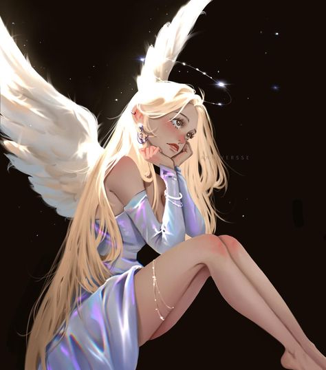 Angel 😇 I drew her for 8 hours, but it seems like an eternity😅😩 | Instagram Female Angel Art, Angel Girl Art, Pfp Angel, Angel Concept, Angel Pose, Angelic Layer, Character Builder, Angel Woman, Angel Character