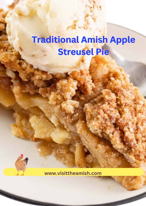 Amish Apple Streusel Pie Amish Apple Recipes, Amish Apple Pie Recipe, Amish Apple Pie, Apple Strudel Pie, Apple Strudel Puff Pastry, Apple Streusel Pie, Swedish Apple Pie, Streusel Pie, Vanilla Pie