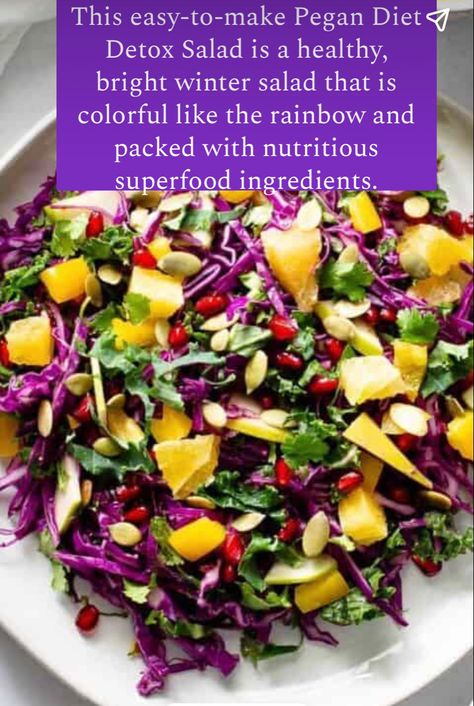 Detox salad on a plate Almond Butter Dressing, Citrus Salad Recipes, Pegan Diet, Pegan Recipes, Butter Dressing, Healthy Gut Recipes, Lettuce Salad Recipes, Winter Salad Recipes, Diet Detox