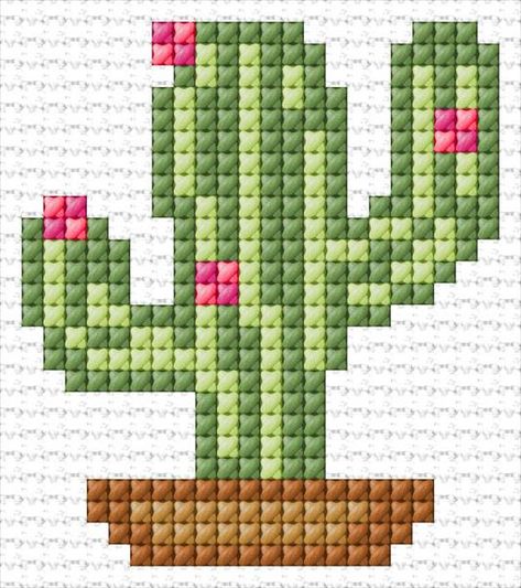 Cross Stitch Cactus, Cactus Cross Stitch, Tiny Cross Stitch, Pola Kristik, Mini Cross Stitch, Cross Stitch Cards, Simple Cross Stitch, Cross Stitch Patterns Free, Stitching Art