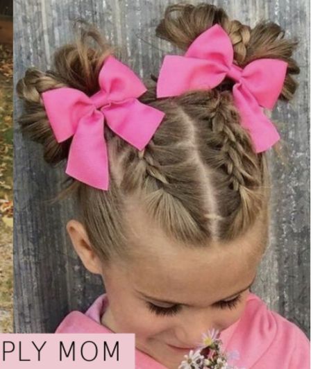 Cheer Hair Braids, Kids Cheerleading Hairstyles, Girls Cheer Hairstyles, Popcorn Hairstyle, Cheer Hair Styles, Cheerleader Hairstyles, Game Hairstyles, Cheer Ponytail, Cheerleader Hair