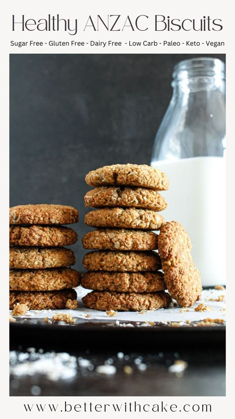 Healthy Anzac Biscuits, Salted Caramel Slice, Lyme Diet, Sugar Free Biscuits, Anzac Cookies, Healthier Cookies, Healthy Biscuits, Healthy Cakes, 2023 Food