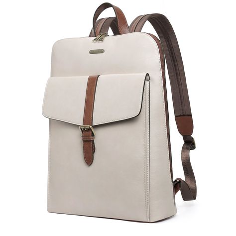 High Quality: The leather laptop backpack is made of top quality vegan leather with polyester lining, which is soft to touch and durable for using. Reinforced and adjustable shoulder straps provide optimum comfort and fit snugly around your shoulders.    Functional Structure: 1 main pocket, 1 Padded 15.6" laptop compartment(effectively protect your notebook from damage), 2 Insert pockets, 1 zipper pocket, 1 pen slot, 1 front magnetic snap pocket, 1 rear zipper pocket. Roomy enough for all your Work Backpack Women, Office Bags For Women, Couture Cuir, Laptop Backpack Women, Work Backpack, Leather Laptop Backpack, Laptop Bag For Women, Computer Backpack, Backpack For Women