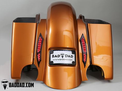 1997-2008 Touring Rear Fenders | Bad Dad | Custom Bagger Parts for Your Bagger Harley Davidson Motorcycles Fatboy, Custom Bagger Parts, Street Glide Bagger, Custom Street Glide, Custom License Plate Frames, Custom Fender, Custom Bagger, Bagger Motorcycle, Custom Baggers