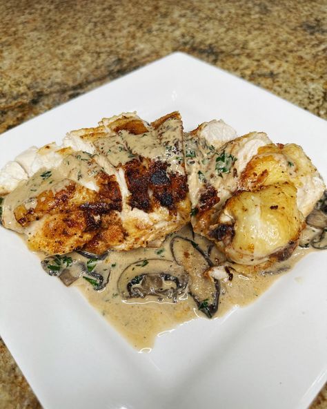 Airline Chicken Recipes, Airline Chicken, Airline Chicken Breast, Sherry Cream Sauce, Baby Bella Mushrooms, Garlic Seasoning, Shiitake Mushroom, Whole Chicken, Recipe Card