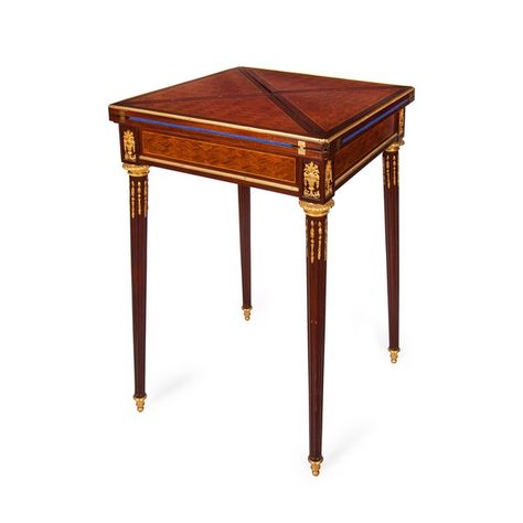 An ormolu mounted rosewood and mahogany folding card table by Sormani Folding Card Table, Card Table And Chairs, Card Table, Antique Vase, Louis Xvi Style, French Furniture, Table Cards, Nesting Tables, Table Games