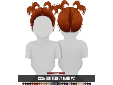 ISSA BUTTERFLY HAIR V2 The Sims 4 Pack, Toddler Hair Sims 4, Hair Styles For Kids, Sims 4 Toddler Clothes, Trendy Hair Styles, Styles For Kids, Sims Baby, Die Sims 4, Sims 4 Black Hair