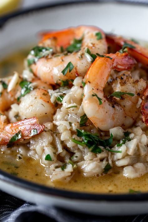 Shrimp Scampi Risotto, Scampi Risotto, Scampi Shrimp, Filet Mignon Chorizo, Shrimp Scampi Recipe, Scampi Recipe, Shrimp And Rice, Risotto Recipe, Shrimp Dishes