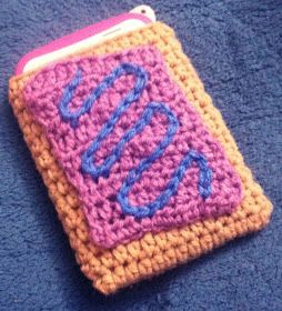 Burlap & Lace Crochet: Toaster Pastry Mini Tablet/Cell Phone Sleeve Pop Tart Crochet Pattern, Knit Tablet Cover, Crochet Tablet Sleeve, Crochet Pop Tart, Crochet Ereader Case, Bookish Crochet, Crochet Tablet Case, Kindle Case Pattern, Crochet Kindle Sleeve