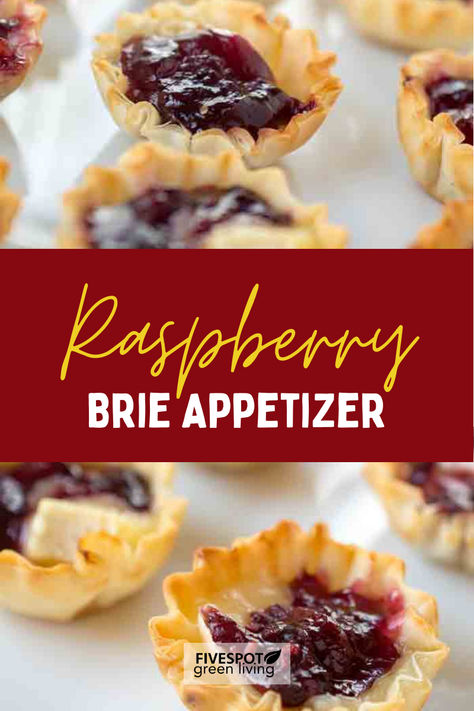 raspberry brie bites Brie Bites Appetizer, Brie Bites Puff Pastry, Phyllo Cup Appetizers, Raspberry Brie, Brie Cheese Appetizer, Cup Appetizers, Phyllo Bites, Simple Appetizers, Baked Brie Appetizer