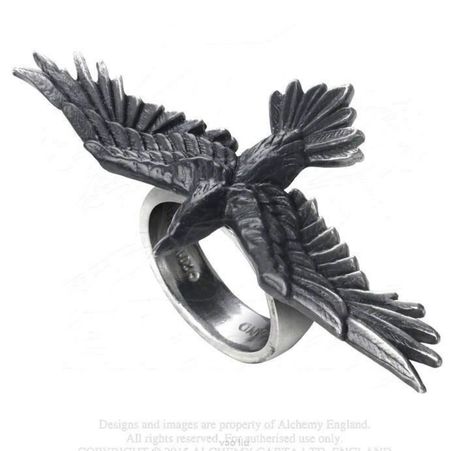 Goth Rings, Flying Raven, Rings Gothic, Goth Ring, Pewter Ring, Gothic Engagement Ring, Inked Shop, Gothic Jewellery, Alchemy Gothic