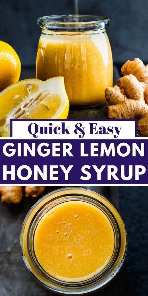 Honey Syrup Recipe, Tea Syrup Recipe, Honey Simple Syrup, Natural Immune Boosters, Lemon Syrup, Honey Ginger, Immune Booster, Ginger Water, Wellness Shots