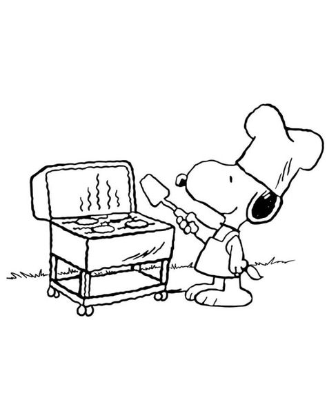 Cooking Coloring Pages, Snoopy Cooking, Chef Coloring Pages, Snoopy Printable, Snoopy Food, Snoopy Coloring Pages, Thanksgiving Snoopy, Snoopy Valentine, Peanuts By Schulz