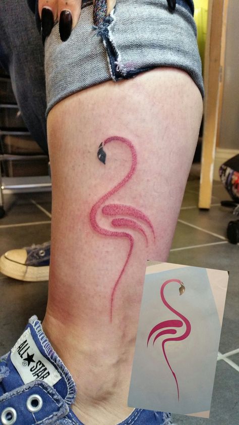 Flamingo Tattoo Meaning, Pink Flamingo Tattoo, Handpoke Tattoo Ideas, Flamingo Tattoos, Tiny Bird Tattoos, Flamingo Tattoo, Fancy Flamingo, Bird Tattoos, Elements Tattoo